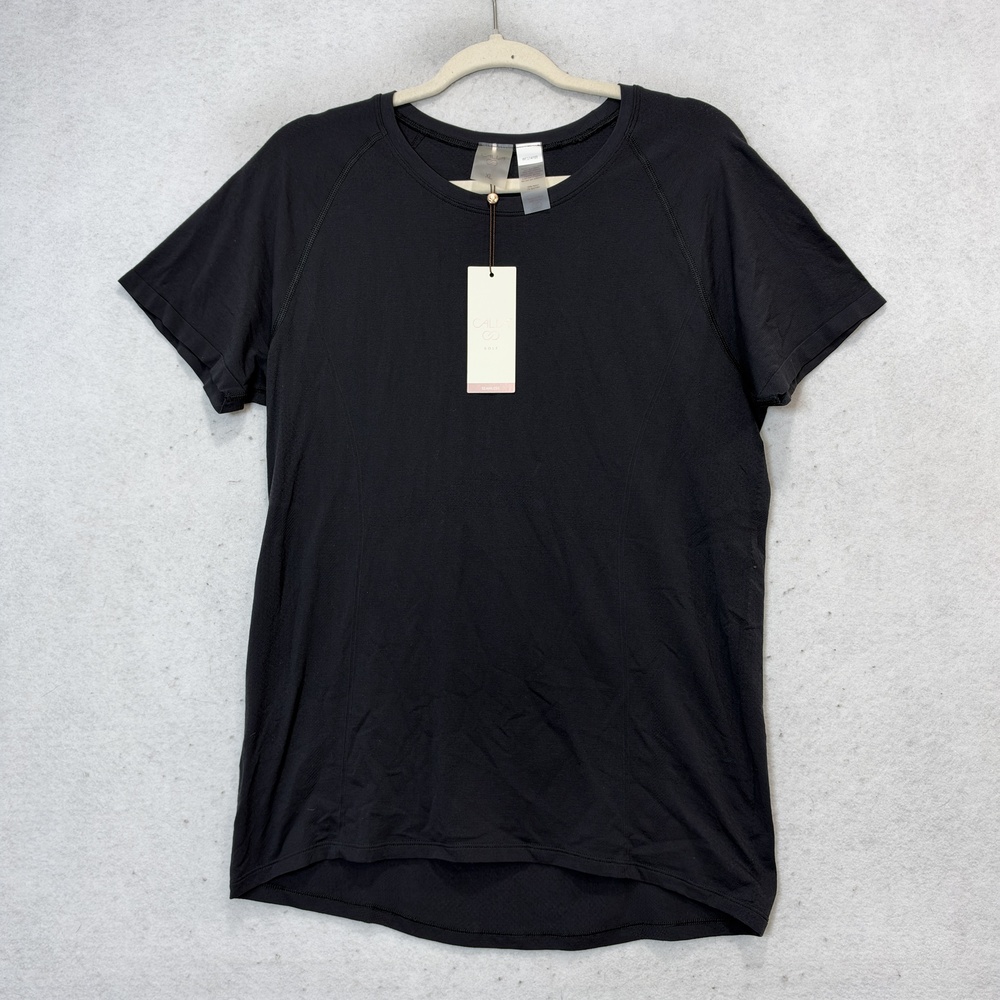 CALIA Shirt Womens XL Black Short Sleeve Seamless Golf Athletic Workout Top
